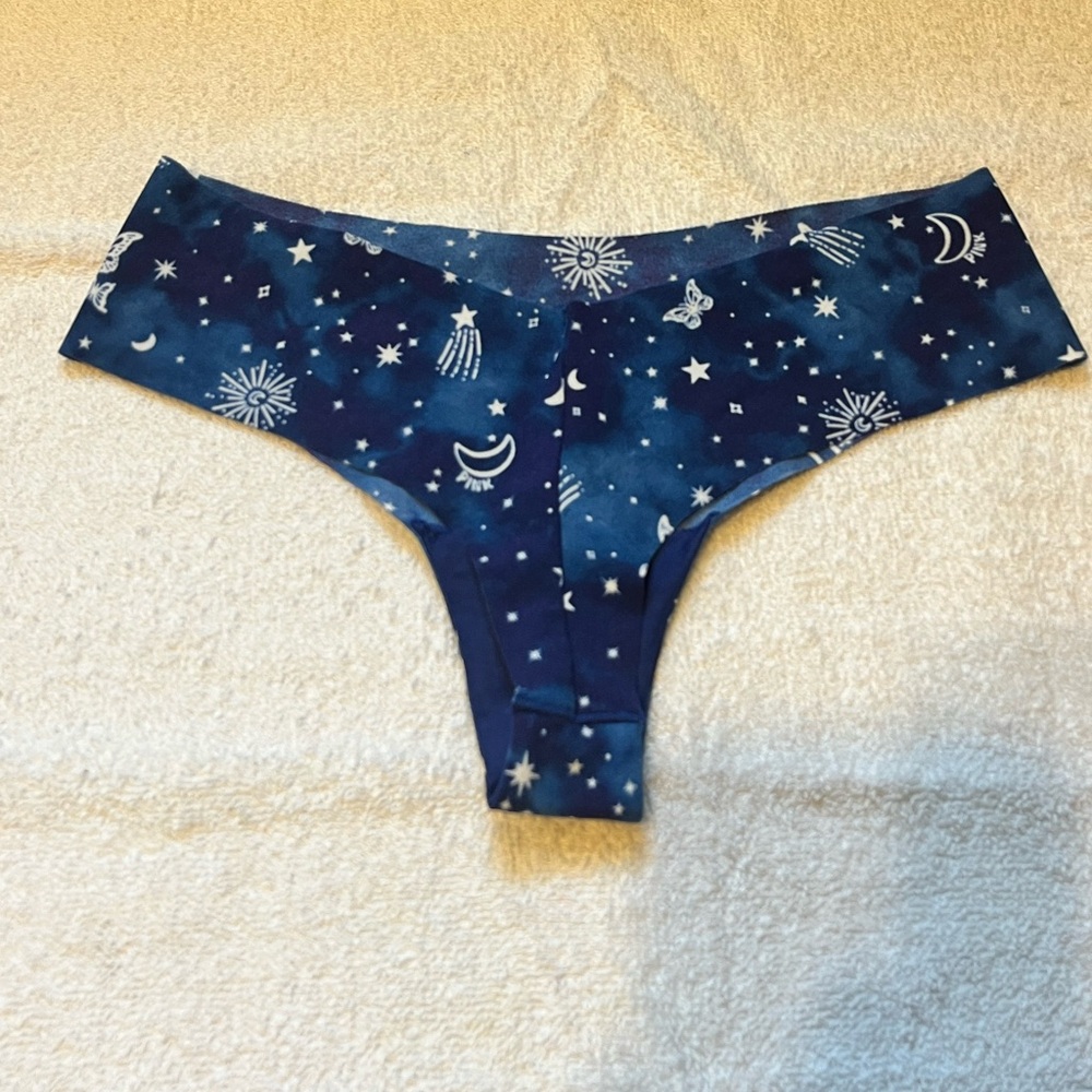Pink Victoria’s Secret Thong String Bikini Panties Blue Butterfly Celestial Star - Picture 4 of 10